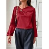 image:imageDokotoo Womens Shirts Long Sleeve Dressy Casual V Neck Satin TopRed
