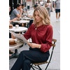 image:imageDokotoo Womens Shirts Long Sleeve Dressy Casual V Neck Satin TopRed