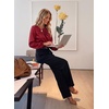 image:imageDokotoo Womens Shirts Long Sleeve Dressy Casual V Neck Satin TopRed