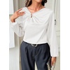 image:imageDokotoo Womens Shirts Long Sleeve Dressy Casual V Neck Satin TopWhite