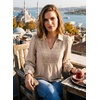 image:imageDokotoo Womens Shirts Long Sleeve V Neck Shirred Business Casual TopsBeige
