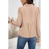 image:imageDokotoo Womens Shirts Long Sleeve V Neck Shirred Business Casual TopsBeige