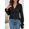 image:imageDokotoo Womens Shirts Long Sleeve V Neck Shirred Business Casual TopsBlack