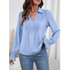 image:imageDokotoo Womens Shirts Long Sleeve V Neck Shirred Business Casual TopsBlue