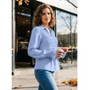 image:imageDokotoo Womens Shirts Long Sleeve V Neck Shirred Business Casual TopsBlue
