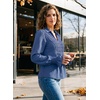 image:imageDokotoo Womens Shirts Long Sleeve V Neck Shirred Business Casual TopsNavy Blue