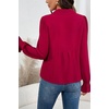 image:imageDokotoo Womens Shirts Long Sleeve V Neck Shirred Business Casual TopsRed