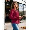 image:imageDokotoo Womens Shirts Long Sleeve V Neck Shirred Business Casual TopsRed
