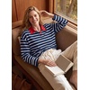 image:imageDokotoo Womens Tops 2026 V Neck Button Down Long Sleeve Striped Polo ShirtsNavy Stripe