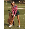 image:imageDokotoo Womens Tops 2026 V Neck Button Down Long Sleeve Striped Polo ShirtsRed Stripe