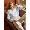image:imageDokotoo Womens Tops 2026 V Neck Button Down Long Sleeve Striped Polo ShirtsSky Blue Stripe