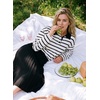 image:imageDokotoo Womens Tops 2026 V Neck Button Down Long Sleeve Striped Polo ShirtsWhite Stripe