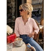 image:imageDokotoo Womens Tops Boho Button Down Crewneck Babydoll Blouses ShirtsApricot