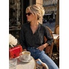 image:imageDokotoo Womens Tops Boho Button Down Crewneck Babydoll Blouses ShirtsBlack