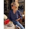image:imageDokotoo Womens Tops Boho Button Down Crewneck Babydoll Blouses ShirtsBlue