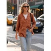 image:imageDokotoo Womens Tops Boho Button Down Crewneck Babydoll Blouses ShirtsBrown