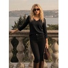 image:imageDokotoo Womens Tops V Neck 34 Sleeve Dressy Casual Waffle Knit Lace Trim Shirts Lightweight Soft Blouses Vacation OutfitsBlack
