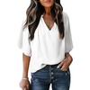 image:imageDokotoo Womens Chiffon Blouses Dressy Casual Summer 34 Sleeve Tops V Neck Work Dress ShirtsA1 White