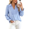 image:imageDokotoo Womens Shirts Long Sleeve V Neck Shirred Business Casual TopsBlue