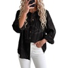 image:imageDokotoo Womens Tops Boho Button Down Crewneck Babydoll Blouses ShirtsBlack