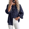 image:imageDokotoo Womens Tops Boho Button Down Crewneck Babydoll Blouses ShirtsBlue