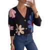 image:imageDokotoo Cardigan Sweaters for Women Long Sleeve Floral Knit Sweater TopsBlack