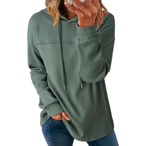 image:imageDokotoo Womens Hoodies Casual Waffle Knit Pullover SweatshirtsGreen