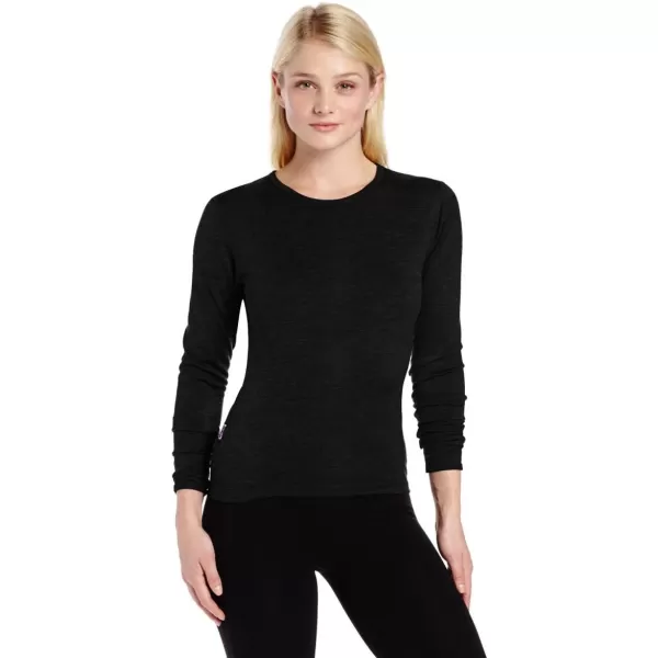 100 Merino Wool  Womens Midweight Base Layer  Long Sleeve Crew170 Lightweight Black