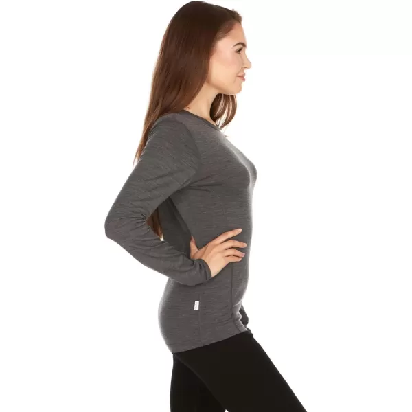 100 Merino Wool  Womens Midweight Base Layer  Long Sleeve Crew170 Lightweight Charcoal Gray