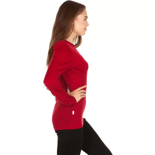 100 Merino Wool  Womens Midweight Base Layer  Long Sleeve Crew170 Lightweight True Red