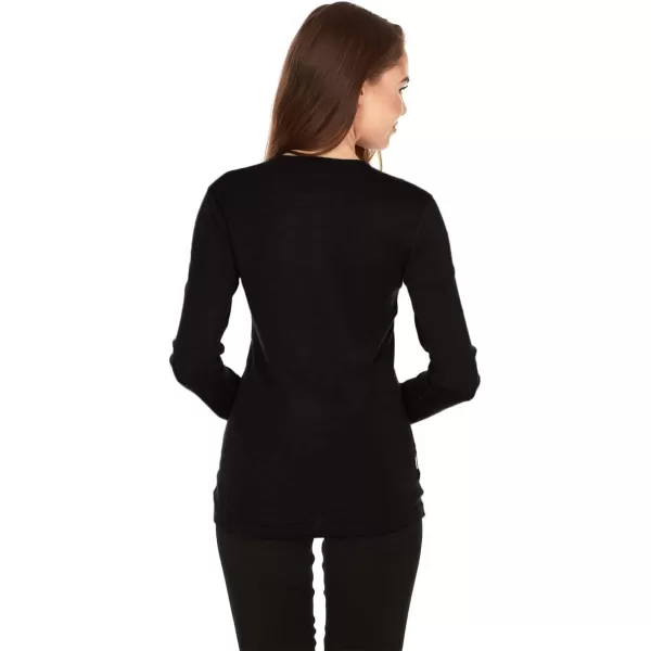 100 Merino Wool  Womens Midweight Base Layer  Long Sleeve Crew235 Midweight Black