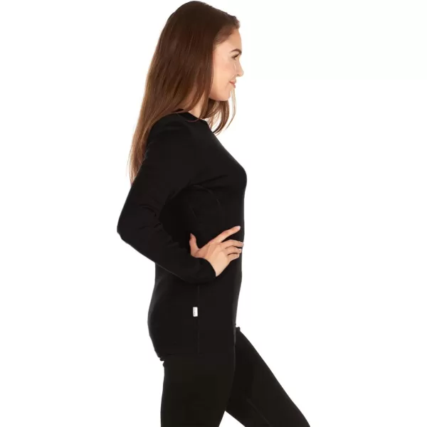 100 Merino Wool  Womens Midweight Base Layer  Long Sleeve Crew235 Midweight Black