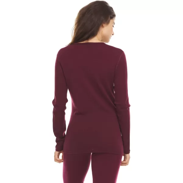 100 Merino Wool  Womens Midweight Base Layer  Long Sleeve Crew235 Midweight Burgundy