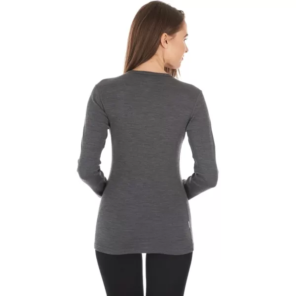 100 Merino Wool  Womens Midweight Base Layer  Long Sleeve Crew235 Midweight Charcoal Gray