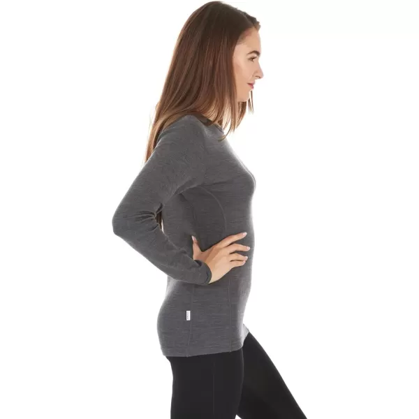 100 Merino Wool  Womens Midweight Base Layer  Long Sleeve Crew235 Midweight Charcoal Gray