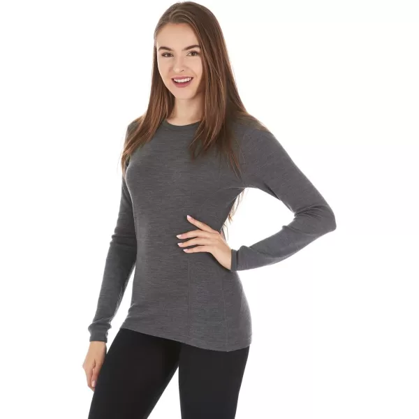 100 Merino Wool  Womens Midweight Base Layer  Long Sleeve Crew235 Midweight Charcoal Gray