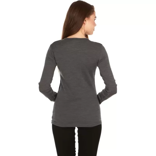 100 Merino Wool  Womens Midweight Base Layer  Long Sleeve Crew235 Midweight Charcoal Gray Black