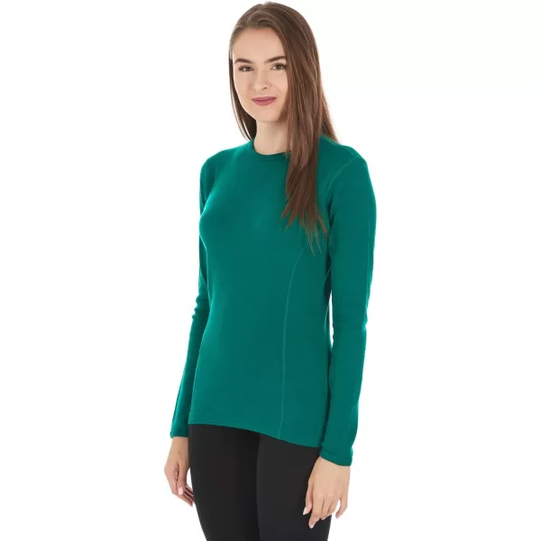 100 Merino Wool  Womens Midweight Base Layer  Long Sleeve Crew235 Midweight Emerald Green