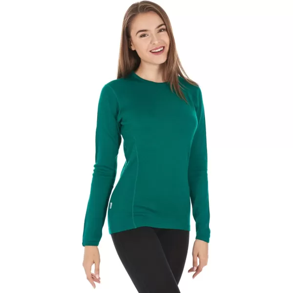 100 Merino Wool  Womens Midweight Base Layer  Long Sleeve Crew235 Midweight Emerald Green