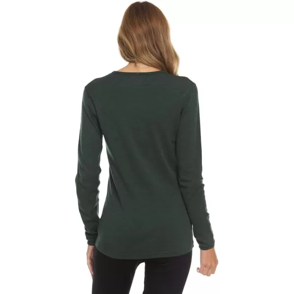 100 Merino Wool  Womens Midweight Base Layer  Long Sleeve Crew235 Midweight Forest Green