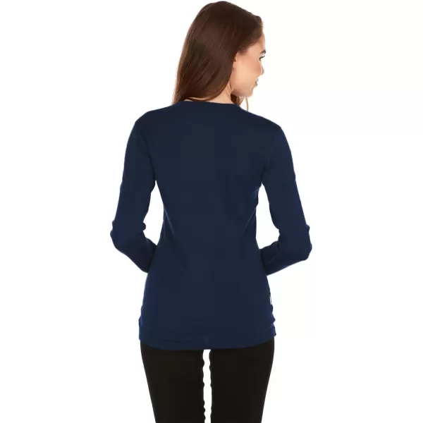 100 Merino Wool  Womens Midweight Base Layer  Long Sleeve Crew235 Midweight Navy Blue