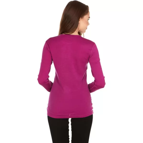 100 Merino Wool  Womens Midweight Base Layer  Long Sleeve Crew235 Midweight Radiant Violet