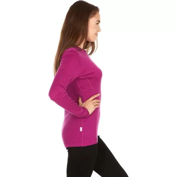 100 Merino Wool  Womens Midweight Base Layer  Long Sleeve Crew235 Midweight Radiant Violet