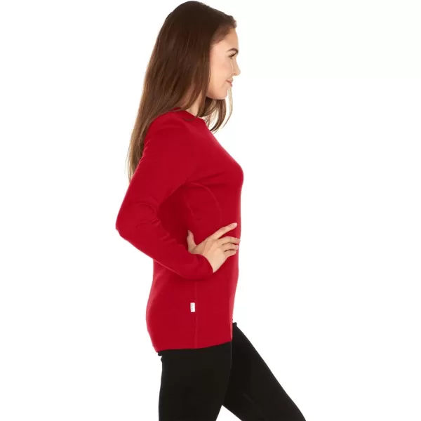 100 Merino Wool  Womens Midweight Base Layer  Long Sleeve Crew235 Midweight True Red