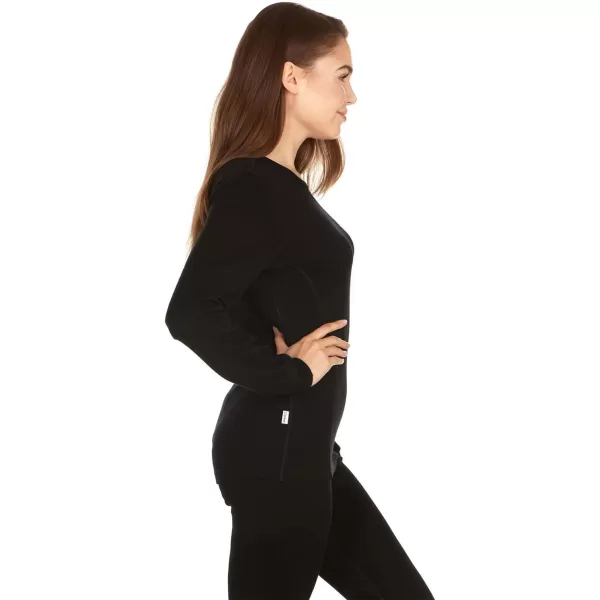 100 Merino Wool  Womens Midweight Base Layer  Long Sleeve Crew400 Expedition Black