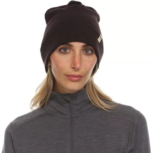 100 Merino Wool Ridge Cuff Beanie  Unisex Warm Winter HatDark Brown