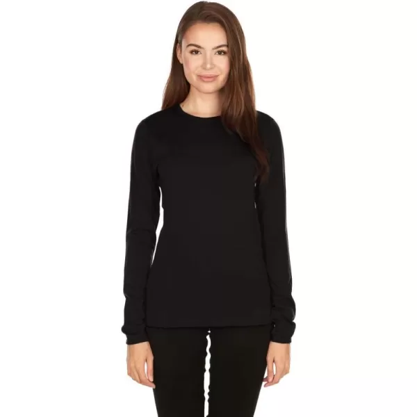 100 Merino Wool  Womens Midweight Base Layer  Long Sleeve Crew170 Lightweight Black