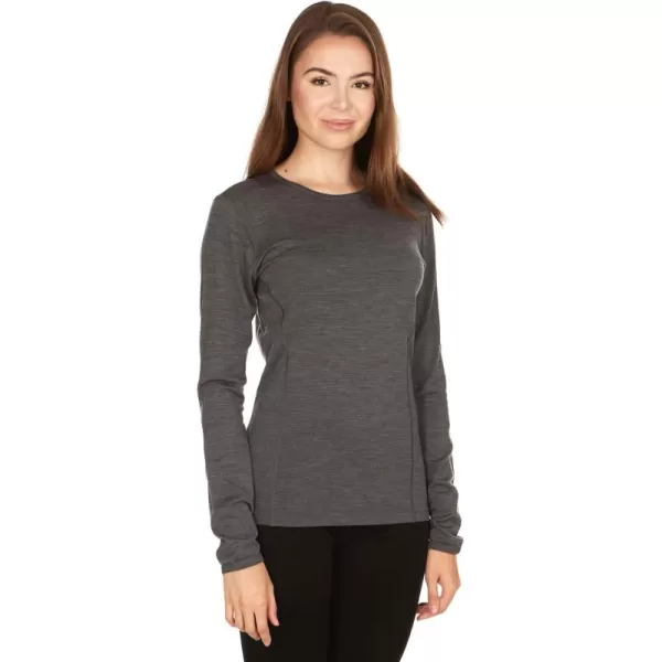 100 Merino Wool  Womens Midweight Base Layer  Long Sleeve Crew170 Lightweight Charcoal Gray