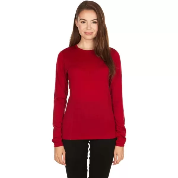 100 Merino Wool  Womens Midweight Base Layer  Long Sleeve Crew170 Lightweight True Red