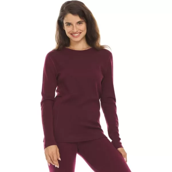 100 Merino Wool  Womens Midweight Base Layer  Long Sleeve Crew235 Midweight Burgundy